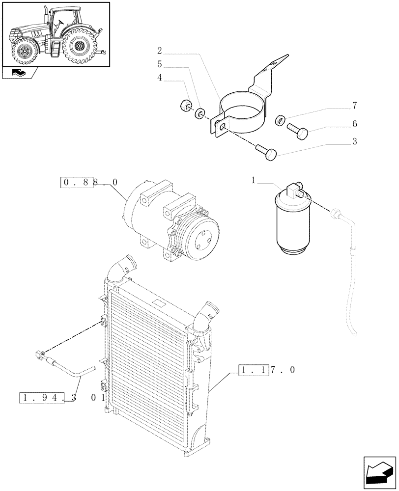 Схема запчастей Case IH PUMA 140 - (1.17.2[03]) - DEHYDRATING FILTER FOR AIR CONDITIONING - C6663 (02) - ENGINE EQUIPMENT