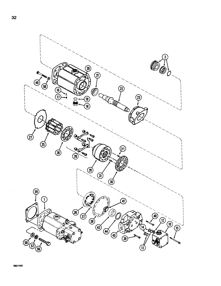 Схема запчастей Case IH 1660 - (032) - HYDROSTATIC MOTOR, SINGLE SPEED (29) - HYDROSTATIC DRIVE