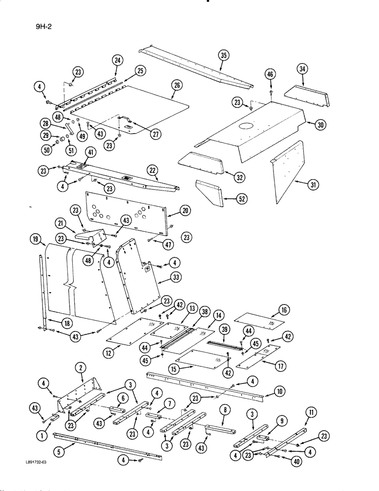 Схема запчастей Case IH 1670 - (9H-02) - ENGINE SHIELD AND SERVICE DECK (12) - CHASSIS