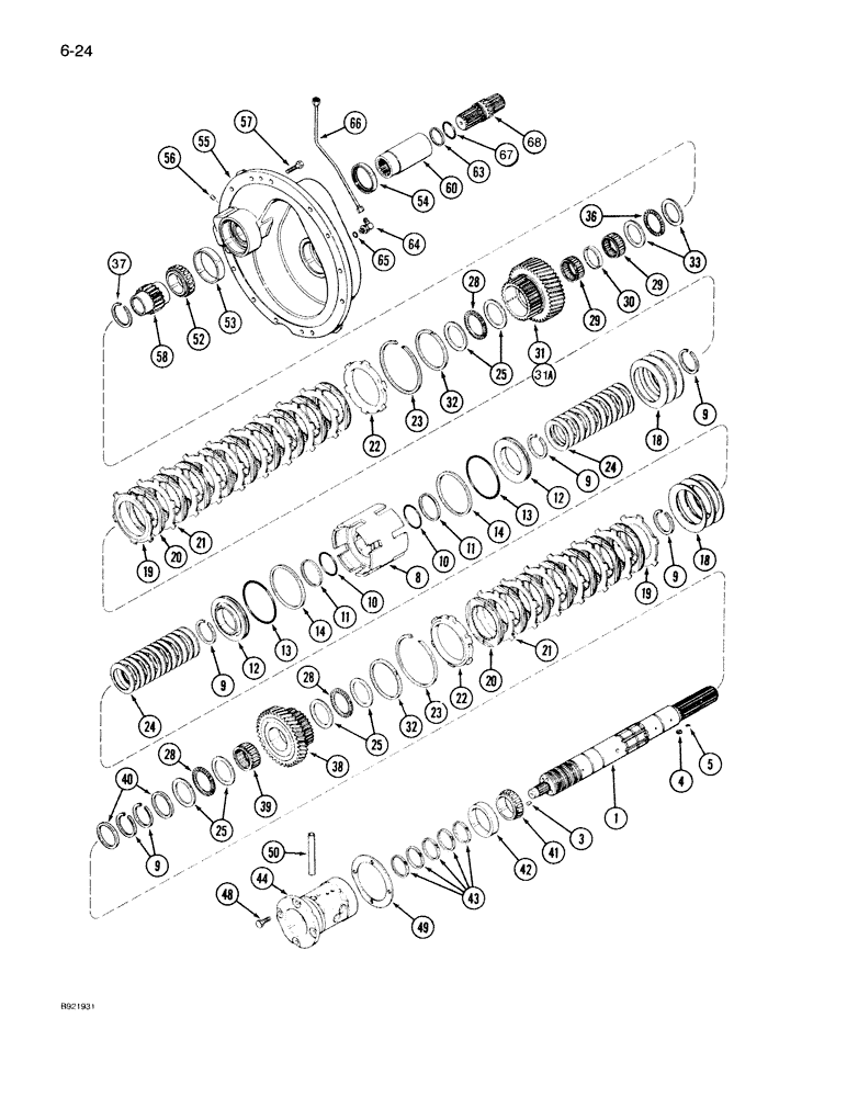 Схема запчастей Case IH 7150 - (6-024) - TRANSMISSION SPEED, INPUT SHAFT WITH CREEPER, TRANSMISSION S/N AJB0055133 AND AFTER (06) - POWER TRAIN