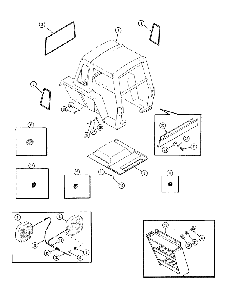 Схема запчастей Case IH 1370 - (446) - FOUR POST PROTECTIVE FRAME, USED FRAME SERIAL NUMBER 7901726 TO 7956225 (09) - CHASSIS/ATTACHMENTS