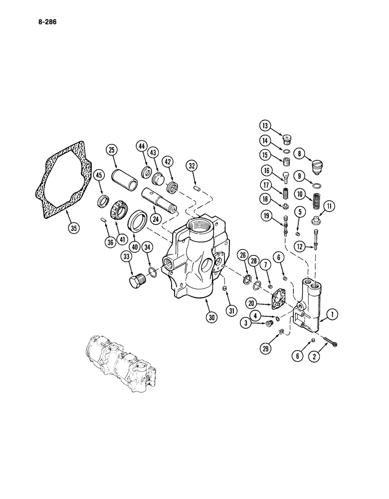 Схема запчастей Case IH 4994 - (8-286) - DUAL PISTON PUMP, FRONT SECTION (08) - HYDRAULICS