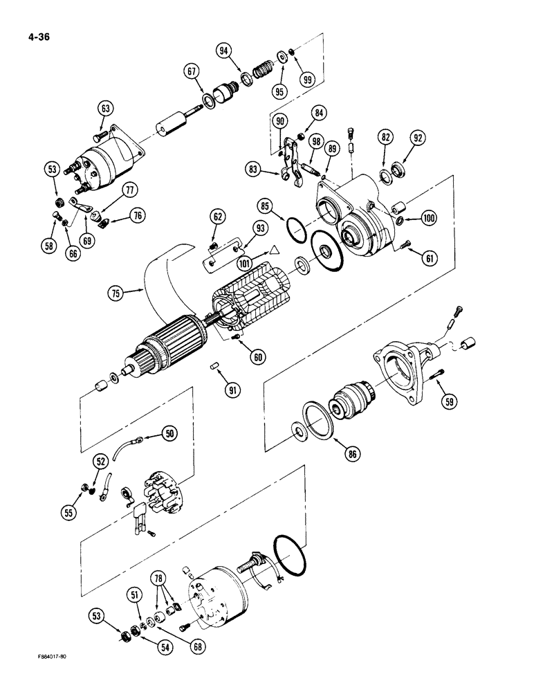 Схема запчастей Case IH 9180 - (4-36) - STARTER ASSEMBLY, [CONT] (04) - ELECTRICAL SYSTEMS