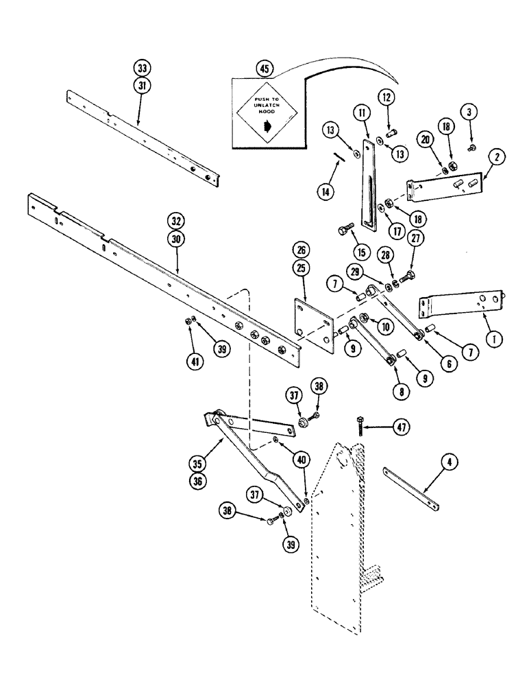 Схема запчастей Case IH 4690 - (9-360) - HOOD HINGE AND LIFT (09) - CHASSIS/ATTACHMENTS