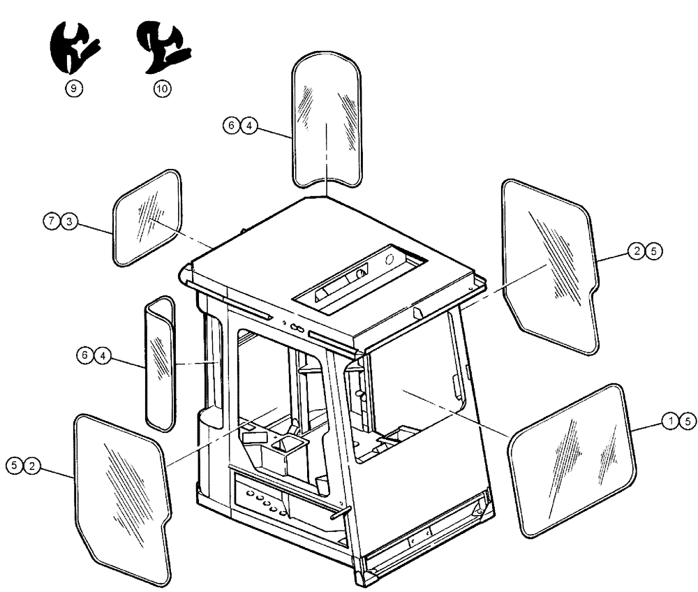 Схема запчастей Case IH 3210 - (01-012) - CAB GLASS Cab Interior