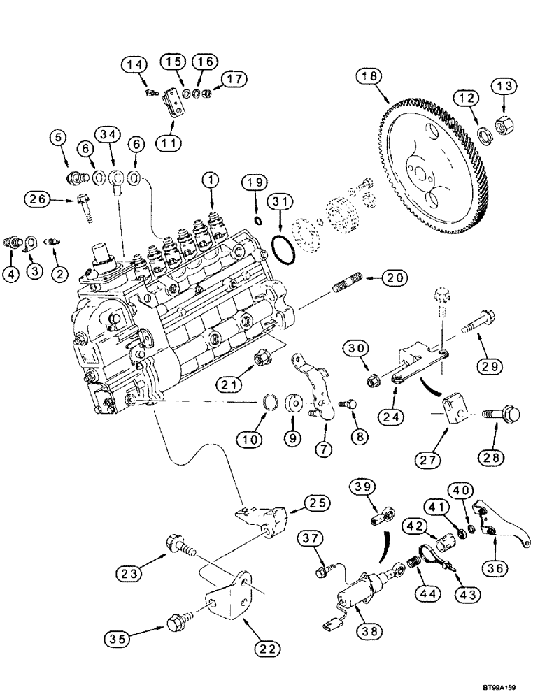 Схема запчастей Case IH MX220 - (3-024) - FUEL INJECTION, PUMP AND DRIVE, MX200, MX220, 6TAA-830 EMISSONS CERTIFIED ENGINE (03) - FUEL SYSTEM