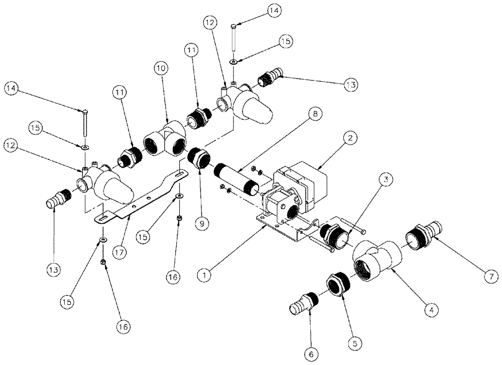 Схема запчастей Case IH SPX3310 - (09-026) - VALVE PLUMBING GROUP, 5 SECTION INNER Liquid Plumbing