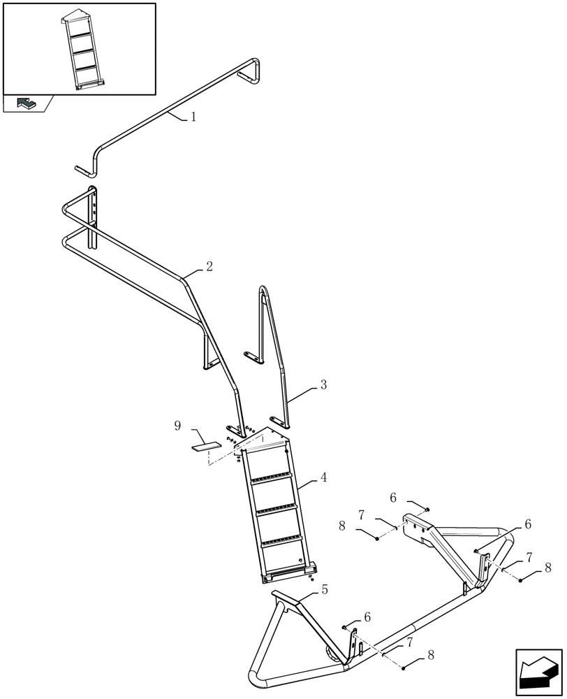 Схема запчастей Case IH LBX322S - (08.013A[01]) - LADDER AND HAND-RAIL FOR MAINTENANCE (08) - SHEET METAL/DECALS