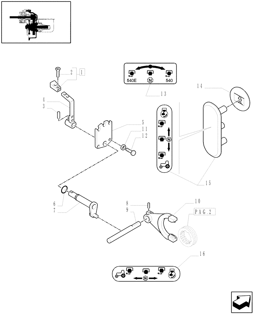 Схема запчастей Case IH JX1095N - (1.80.1/06[04]) - (VAR.020) POWER TAKE-OFF 540/540E RPM WITH GROUND SPEED FOR ADIC- LEVER AND FORK (07) - HYDRAULIC SYSTEM