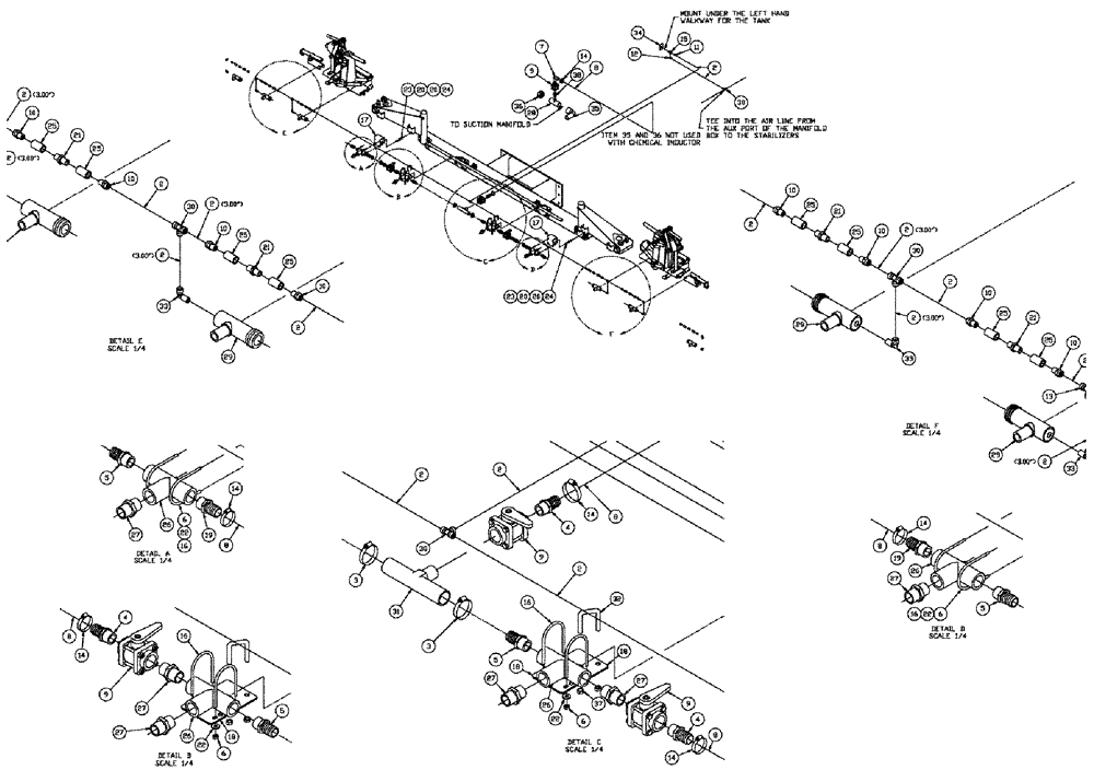 Схема запчастей Case IH 610 - (05-003) - LIQUID RECOVERY 60-85/30" Liquid Plumbing