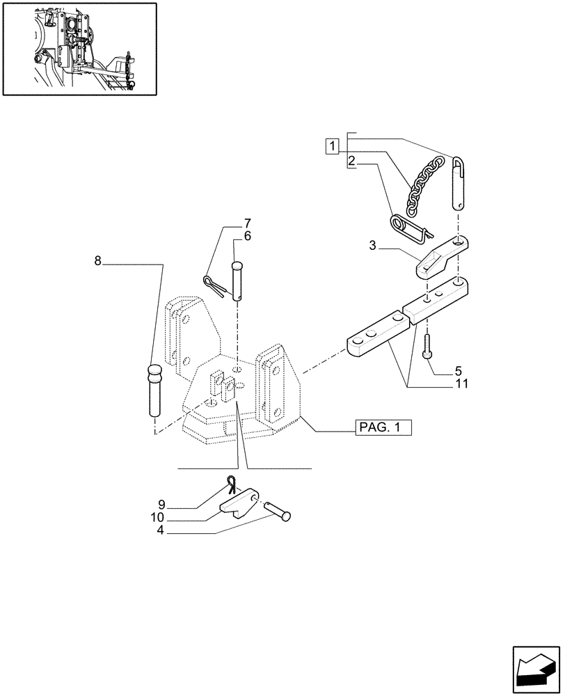 Схема запчастей Case IH JX1085C - (1.89.3/09[02]) - (VAR.906) SUPPORT AND DRAWBAR CATEGORY "C" TOW HOOK - PARTS (09) - IMPLEMENT LIFT