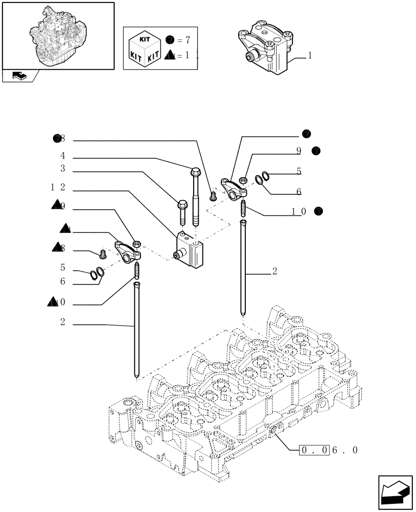 Схема запчастей Case IH F4GE9484K J601 - (0.06.6) - ROCKER SHAFT (504090394) 