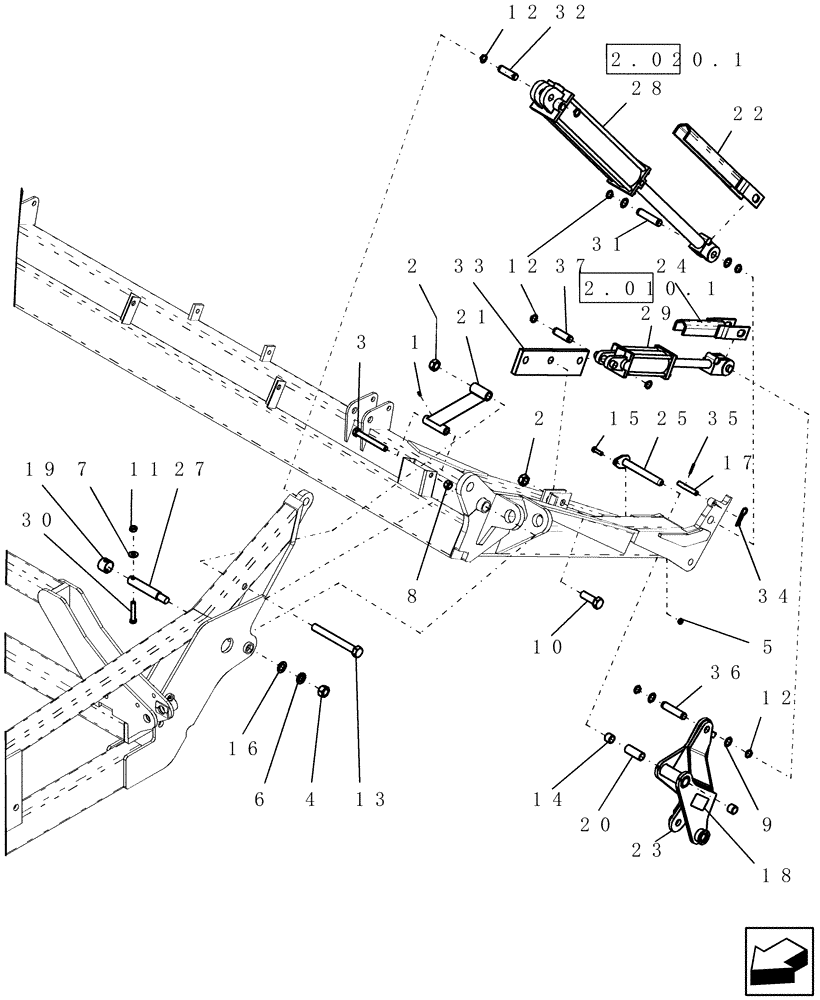 Схема запчастей Case IH ATX400 - (1.040.1) - ROCKSHAFT, CENTER SECTION (12) - FRAME