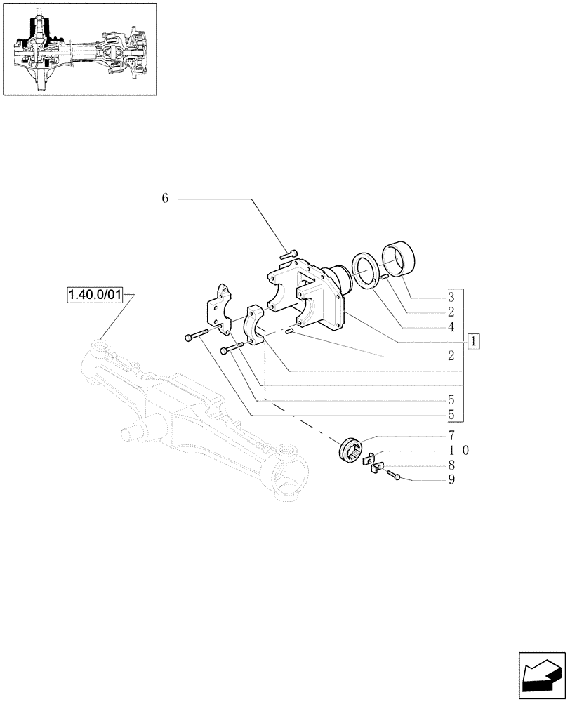 Схема запчастей Case IH MXU130 - (1.40.0/05) - 4WD FRONT AXLE - SUPPORT (04) - FRONT AXLE & STEERING