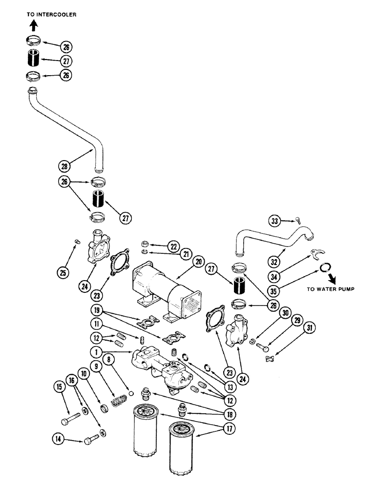 Схема запчастей Case IH 4694 - (2-028) - OIL FILTER AND HEAT EXCHANGER, 504BDTI DIESEL ENGINE (02) - ENGINE