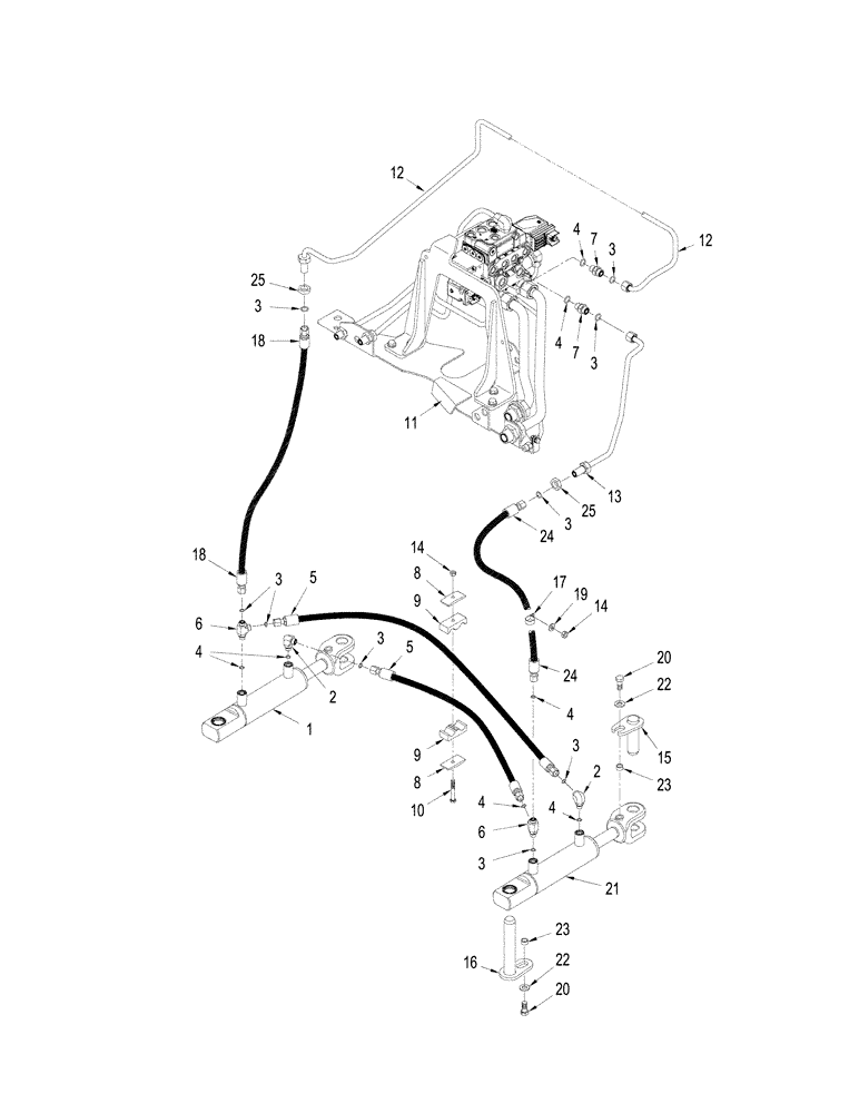 Схема запчастей Case IH STEIGER 335 - (05-07) - HYDRAULICS - FRONT STEERING CYLINDERS, WITH ACCUSTEER (05) - STEERING