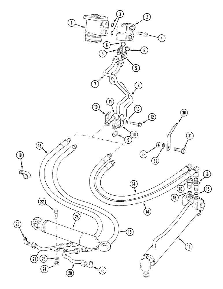 Схема запчастей Case IH 1294 - (5-098) - STEERING CYLINDER AND TUBES, TRACTORS WITH CAB (05) - STEERING