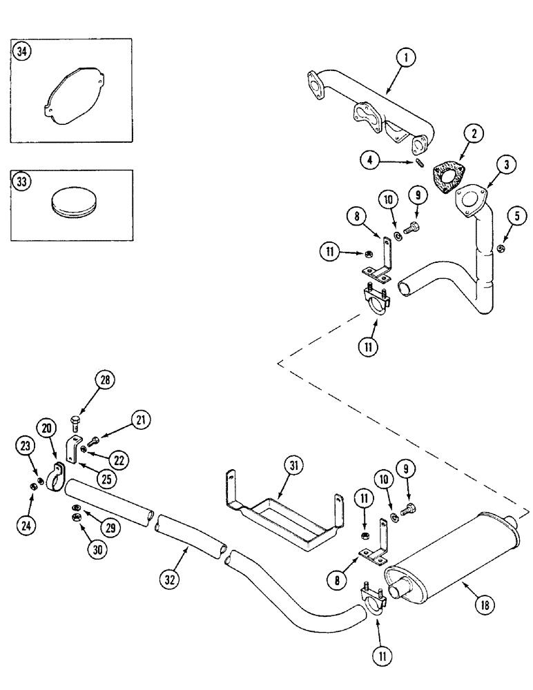 Схема запчастей Case IH 1294 - (2-10) - DOWNSWEPT EXHAUST (02) - ENGINE