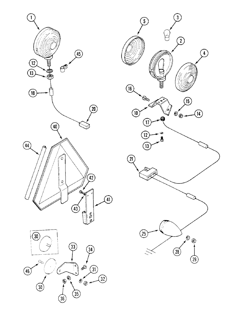 Схема запчастей Case IH 1294 - (4-78) - LAMPS, WIRING AND REFLECTORS, LOW PROFILE SPECIAL, P.I.N. 11059468 AND AFTER (04) - ELECTRICAL SYSTEMS