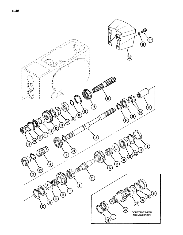 Схема запчастей Case IH 265 - (6-48) - PTO GEARS AND SHAFTS (06) - POWER TRAIN