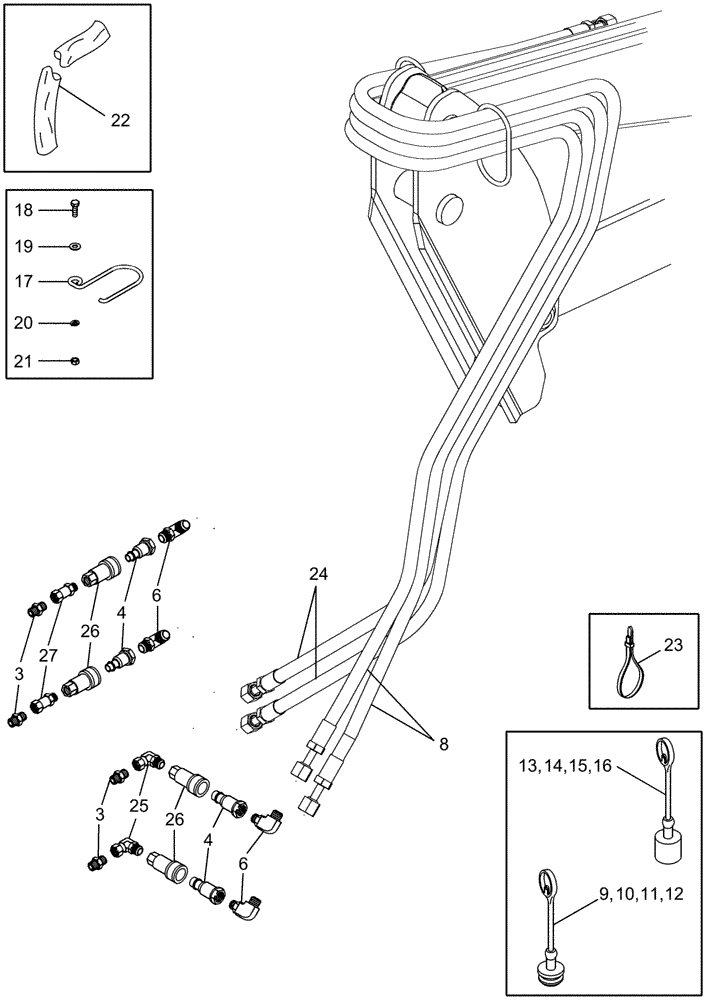 Схема запчастей Case IH LX232 - (08-06) - HYDRAULICS - JX1U TRACTOR - MID MOUNT (2 FUNCTION STANDARD QUICK CONNECT) (08) - HYDRAULICS