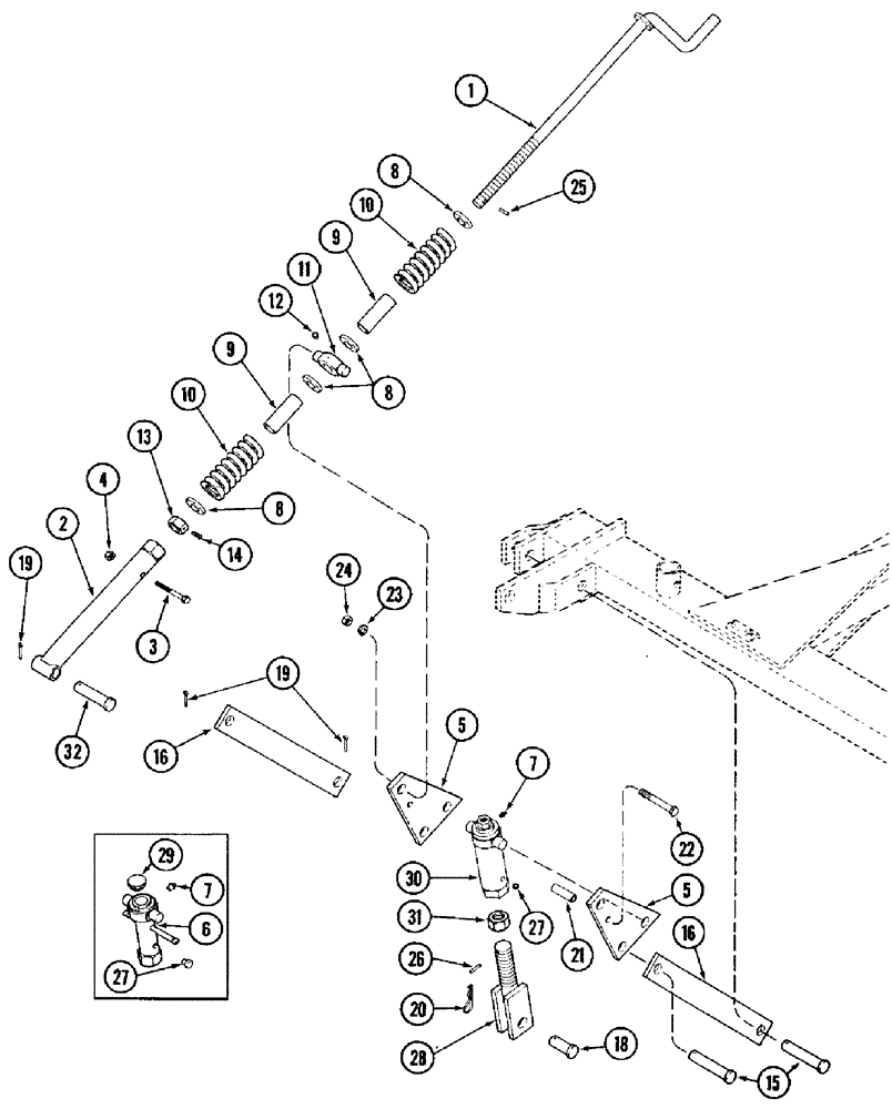 Схема запчастей Case IH 3950 - (9-05) - HITCH CRANK (09) - CHASSIS/ATTACHMENTS