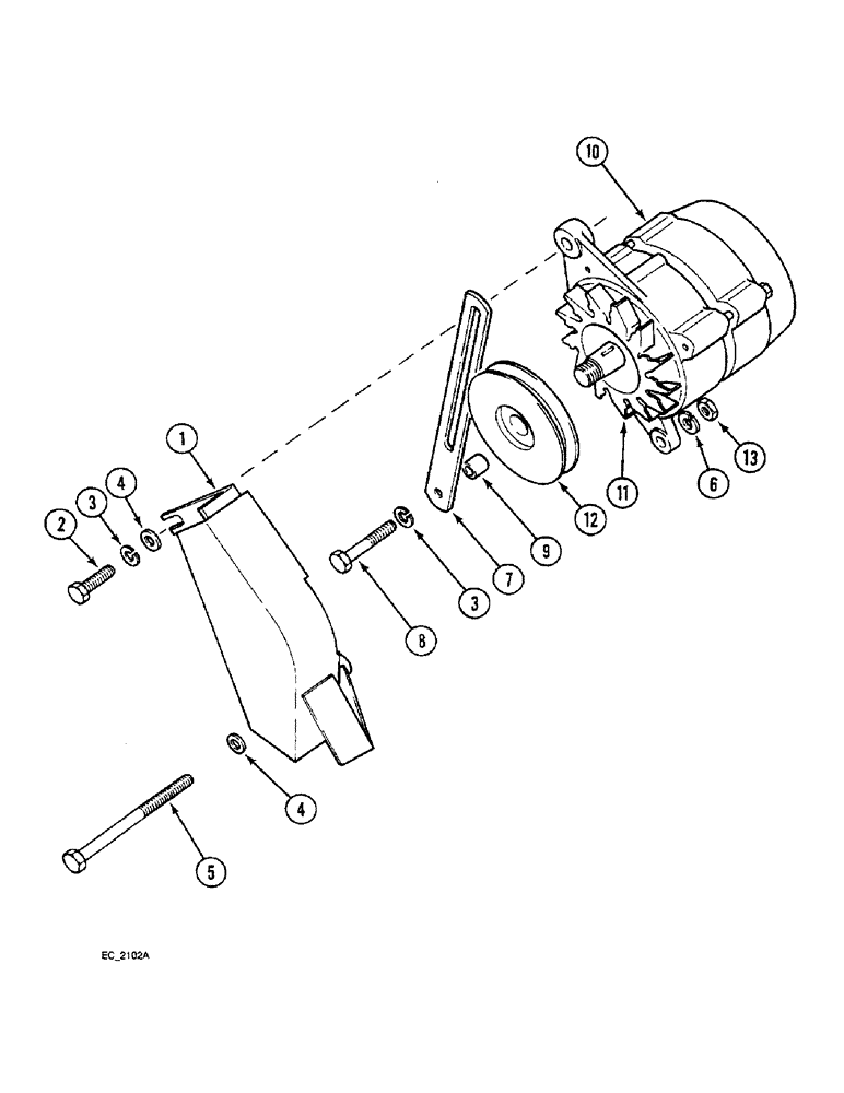 Схема запчастей Case IH 3230 - (4-050) - ALTERNATOR MOUNTING AND SHIELD (04) - ELECTRICAL SYSTEMS