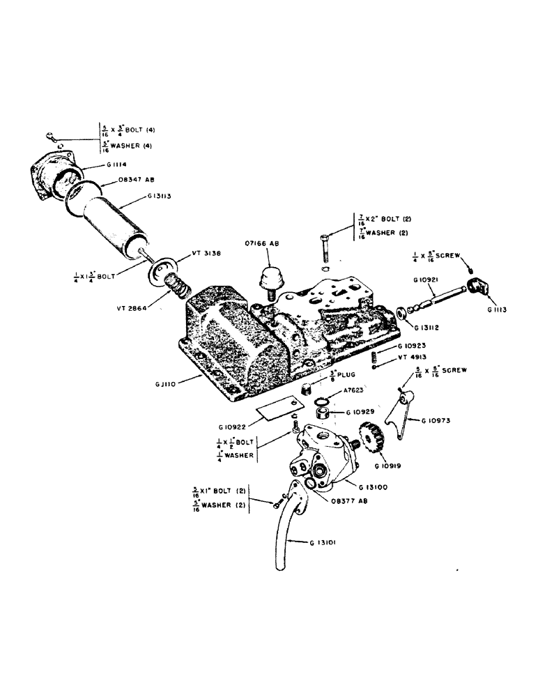 Схема запчастей Case IH 300B-SERIES - (160) - HYDRAULIC PUMP AND ADAPTER, 300B SERIES TRACTORS (08) - HYDRAULICS