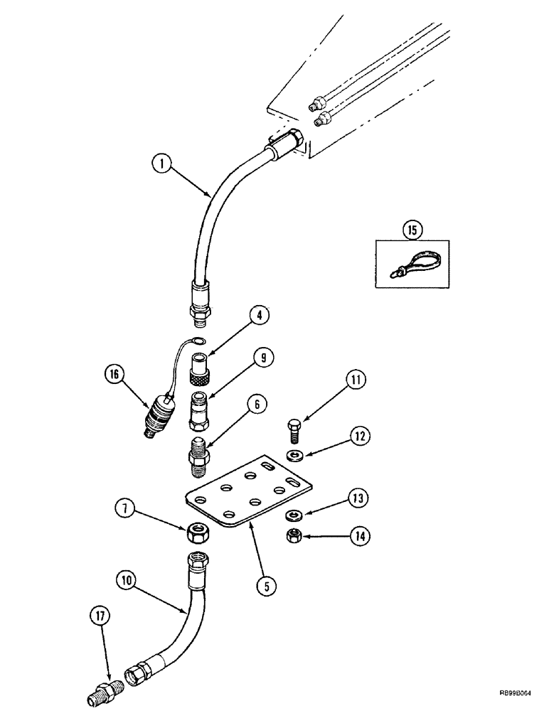 Схема запчастей Case IH L550 - (8-016) - HYDRAULICS - EXTERNAL VALVE (2 FUNCTION C70 - C100), W/OUT SELF LEVELING (08) - HYDRAULICS