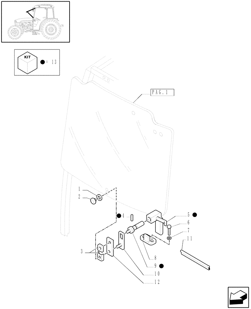 Схема запчастей Case IH JX1070N - (1.92.97[02]) - CAB - HINGED WINDSHIELD, HANDLE AND RELEVANT PARTS (10) - OPERATORS PLATFORM/CAB