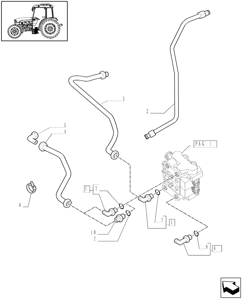 Схема запчастей Case IH JX1075C - (1.82.7/08[04]) - (VAR.125) 2 CONTROL VALVES WITH JOYSTICK FOR TRAILER BRAKE VALVE - C5484 (07) - HYDRAULIC SYSTEM