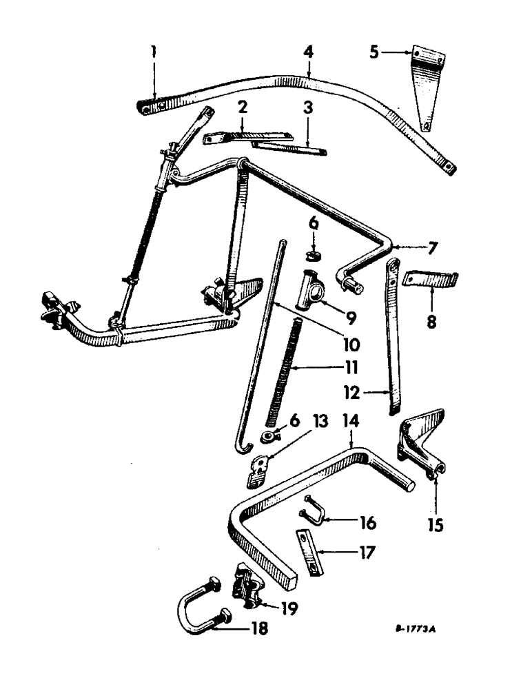Схема запчастей Case IH 144 - (L-07) - ROCKSHAFT AND TOOL BAR, REAR SECTION, FOR FARMALL A TRACTOR 