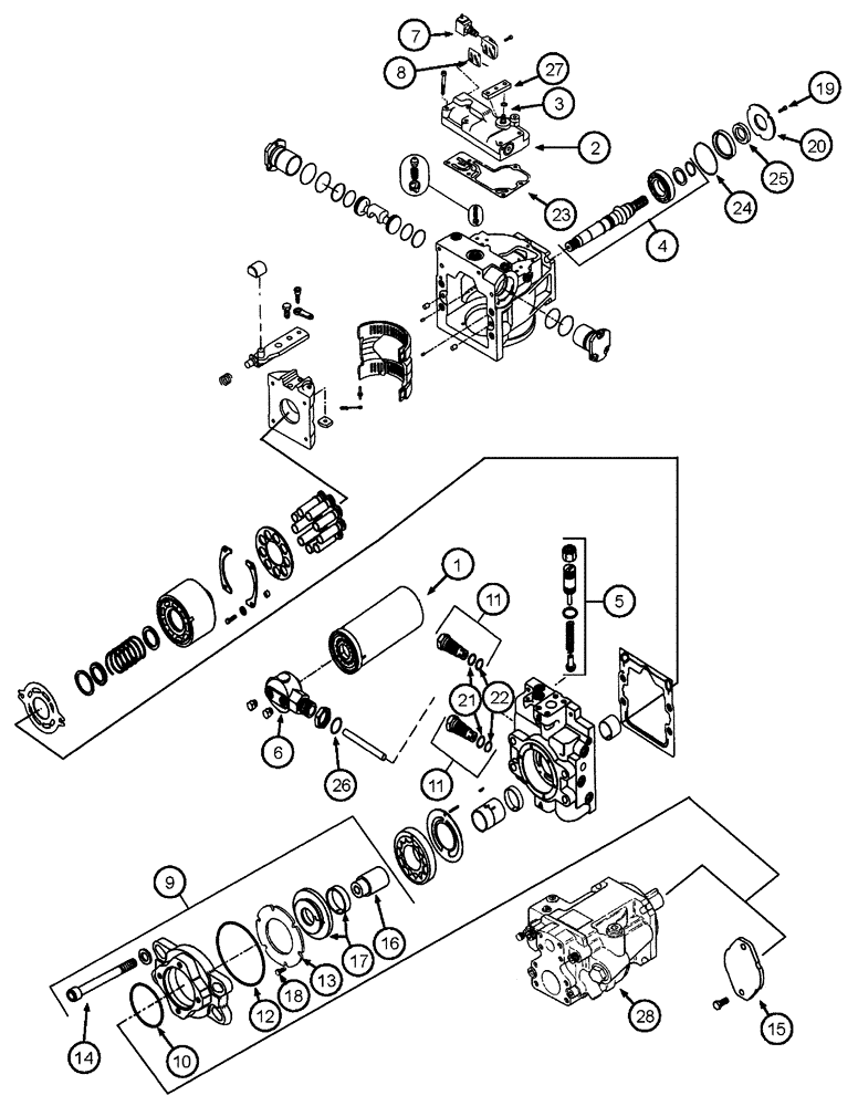 Схема запчастей Case IH 437 - (07-005) - PUMP, 90 SERIES, CW, AUXC-PAD14T Hydraulic Components