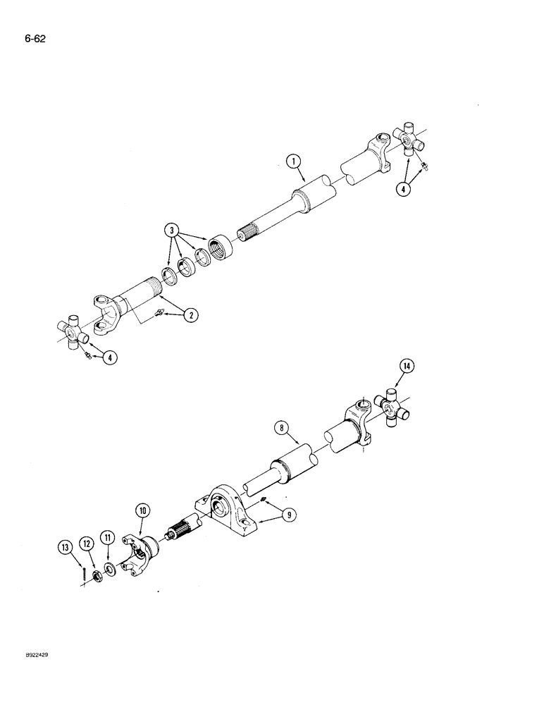 Схема запчастей Case IH 9230 - (6-062) - PTO DRIVE SHAFT ASSEMBLIES (06) - POWER TRAIN