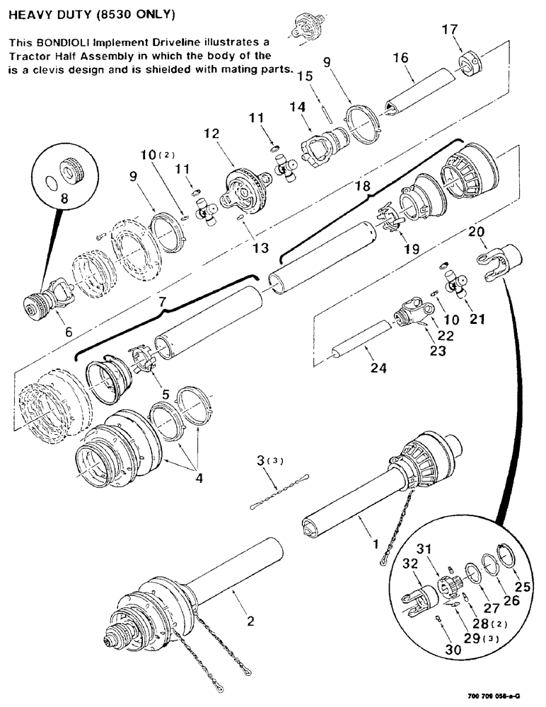 Схема запчастей Case IH 8530 - (2-10) - IMPLEMENT DRIVELINE (BONDIOLI), HEAVY DUTY (8530 ONLY) Driveline