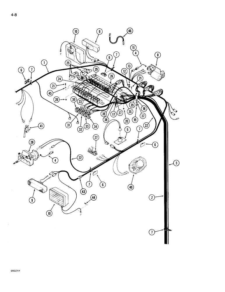 Схема запчастей Case IH 9210 - (4-008) - OVERHEAD CAB HARNESS (04) - ELECTRICAL SYSTEMS