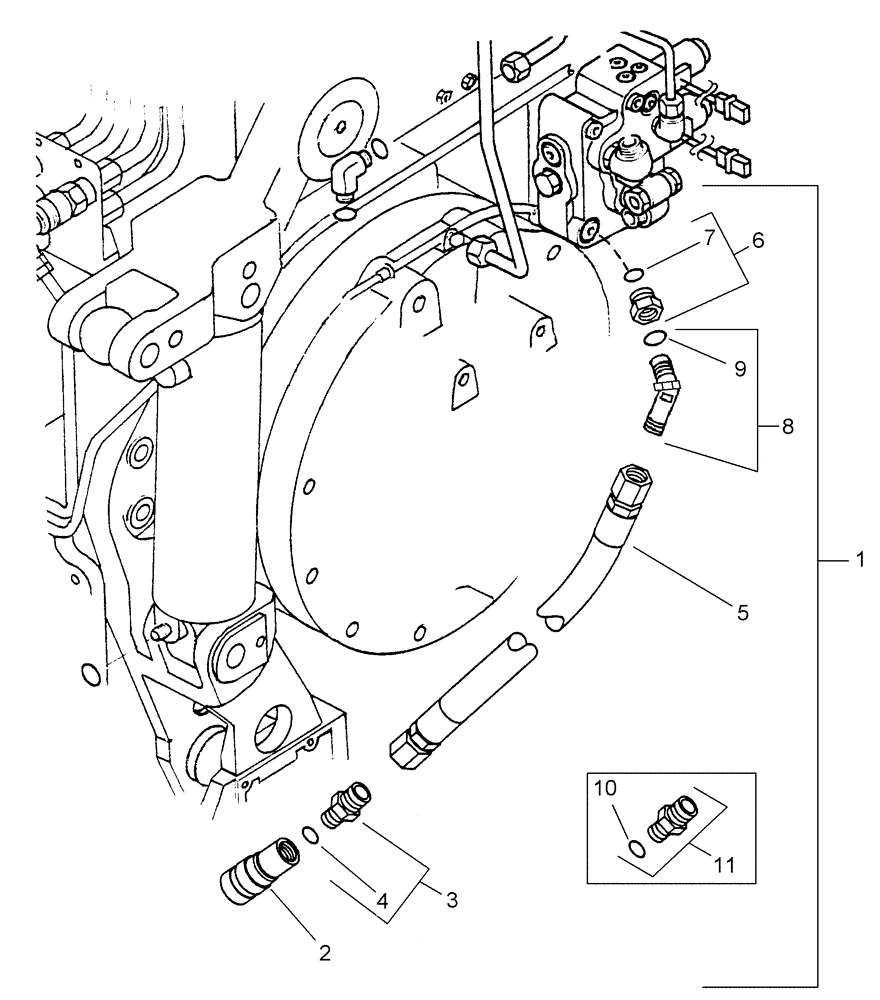 Схема запчастей Case IH 1200PT - (A.10.A[24]) - MOTOR CASE DRAIN ATTACHMENT KIT - MX80C - MX100C AND MX100 - MX170 MAXXUM TRACTORS A - Distribution Systems