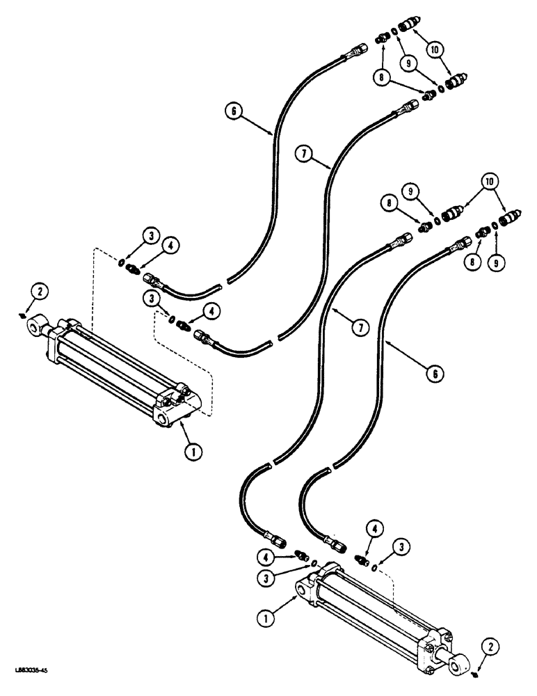 Схема запчастей Case IH 181 - (8-02) - FRAME FOLD HYDRAULIC CIRCUIT, 20-1/2 FOOT HOE, PRIOR TO P.I.N. JAG 0211512 (08) - HYDRAULICS