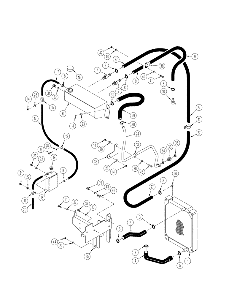 Схема запчастей Case IH STX425 - (02-01) - RADIATOR HOSES AND TUBES (02) - ENGINE