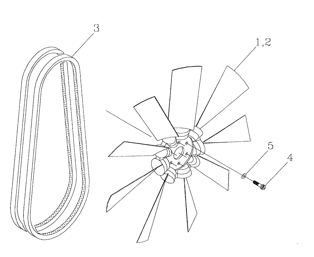 Схема запчастей Case IH 7700 - (C02[09]) - COOLING FAN AND DRIVE BELTS {3306} Engine & Engine Attachments