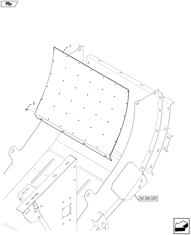 Схема запчастей Case IH LB434S - (60.280.140) - BOTTOM FILLER PLATE (60) - PRODUCT FEEDING