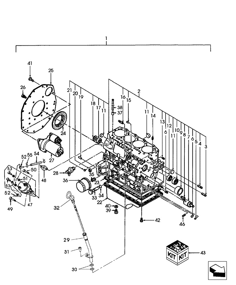 Схема запчастей Case IH DX45 - (01.01) - CYLINDER BLOCK (01) - ENGINE