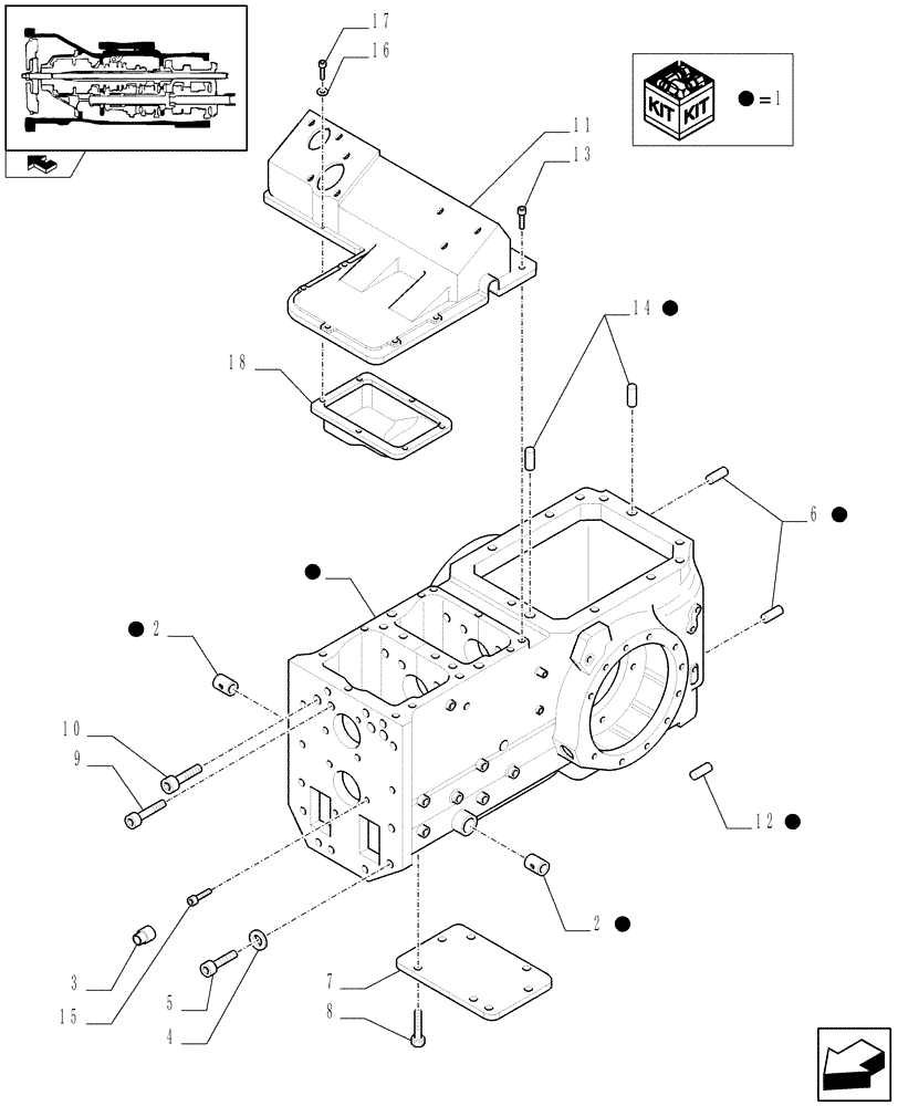 Схема запчастей Case IH FARMALL 60 - (1.21.0[02A]) - REAR TRANSMISSION BOX - CAPS AND COVERS - D6839 (03) - TRANSMISSION