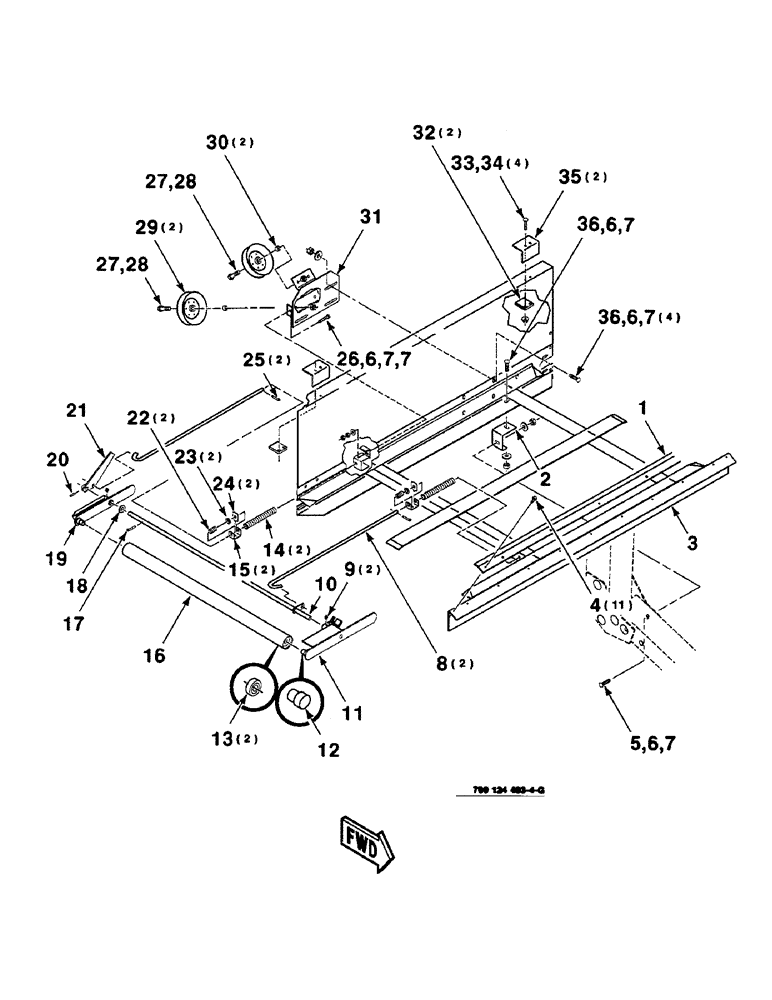 Схема запчастей Case IH 8830 - (6-26) - DRAPER FRAME ASSEMBLY, RIGHT, SERIAL NUMBER CFH0030455 AND LATER, 21 FOOT ONLY (58) - ATTACHMENTS/HEADERS