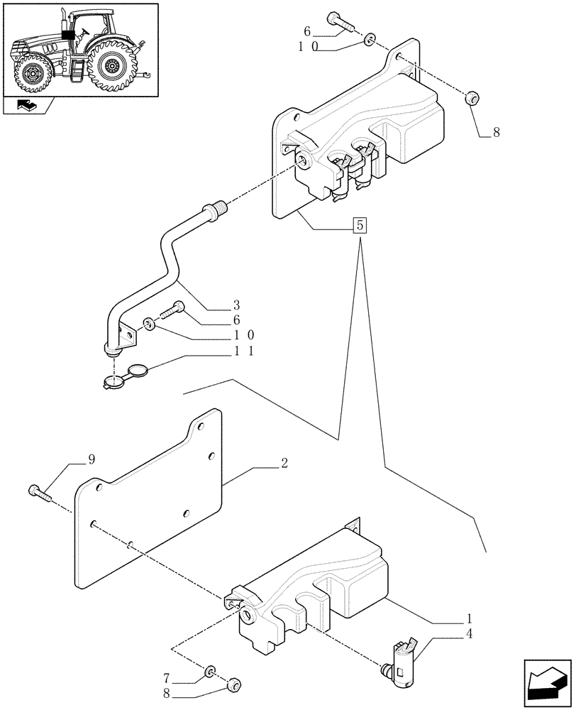 Схема запчастей Case IH MAXXUM 110 - (1.91.5[01]) - WINDSHIELD WIPER TANK (10) - OPERATORS PLATFORM/CAB