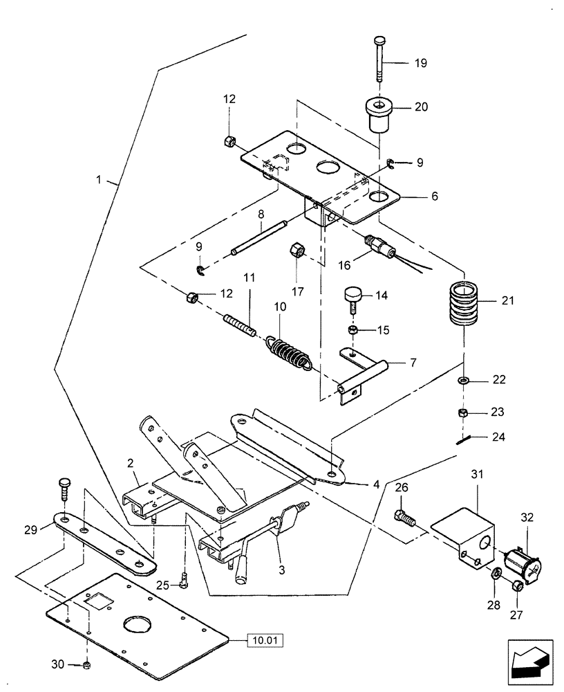 Схема запчастей Case IH DX26 - (10.02) - SEAT BRACKET (10) - OPERATORS PLATFORM/CAB