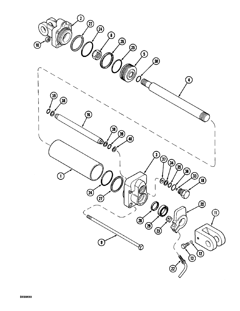 Схема запчастей Case IH 900 - (8-088) - ASSIST WHEEL HYDRAULIC CYLINDER (08) - HYDRAULICS