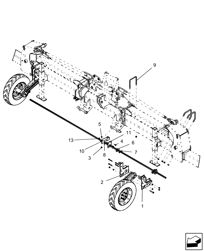 Схема запчастей Case IH 1210 - (44.520.01) - FORWARD MOUNTED CARRYING WHEELS - 12 ROW STACKER, MECHANICAL (44) - WHEELS