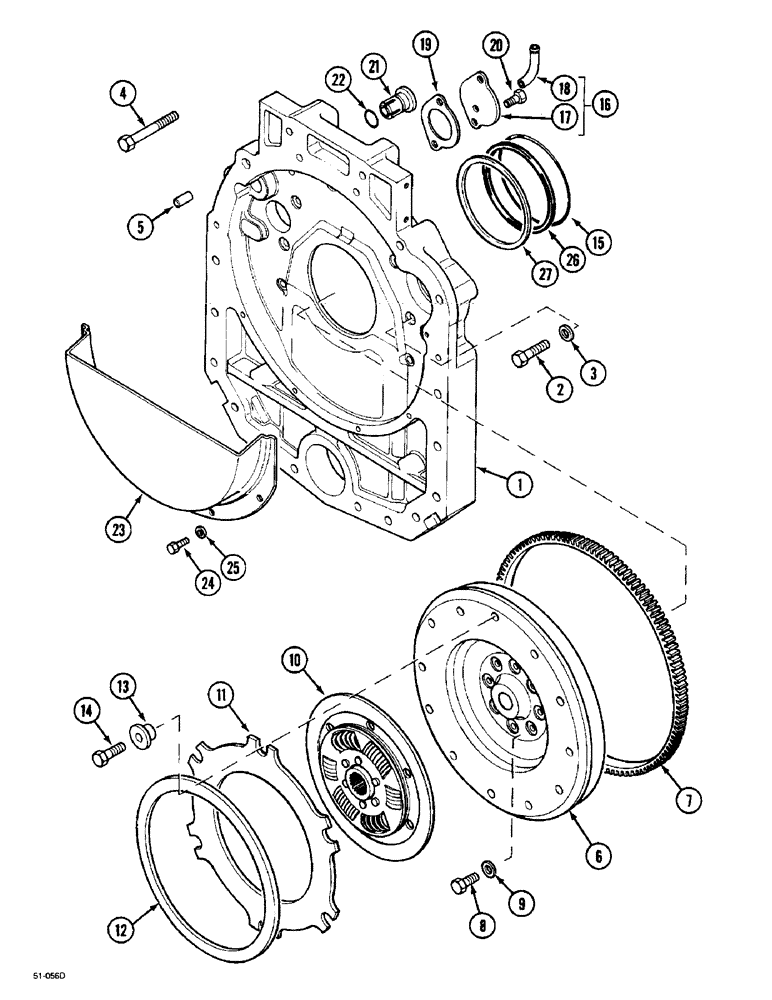 Схема запчастей Case IH 5150 - (2-026) - FLYWHEEL AND HOUSING (02) - ENGINE