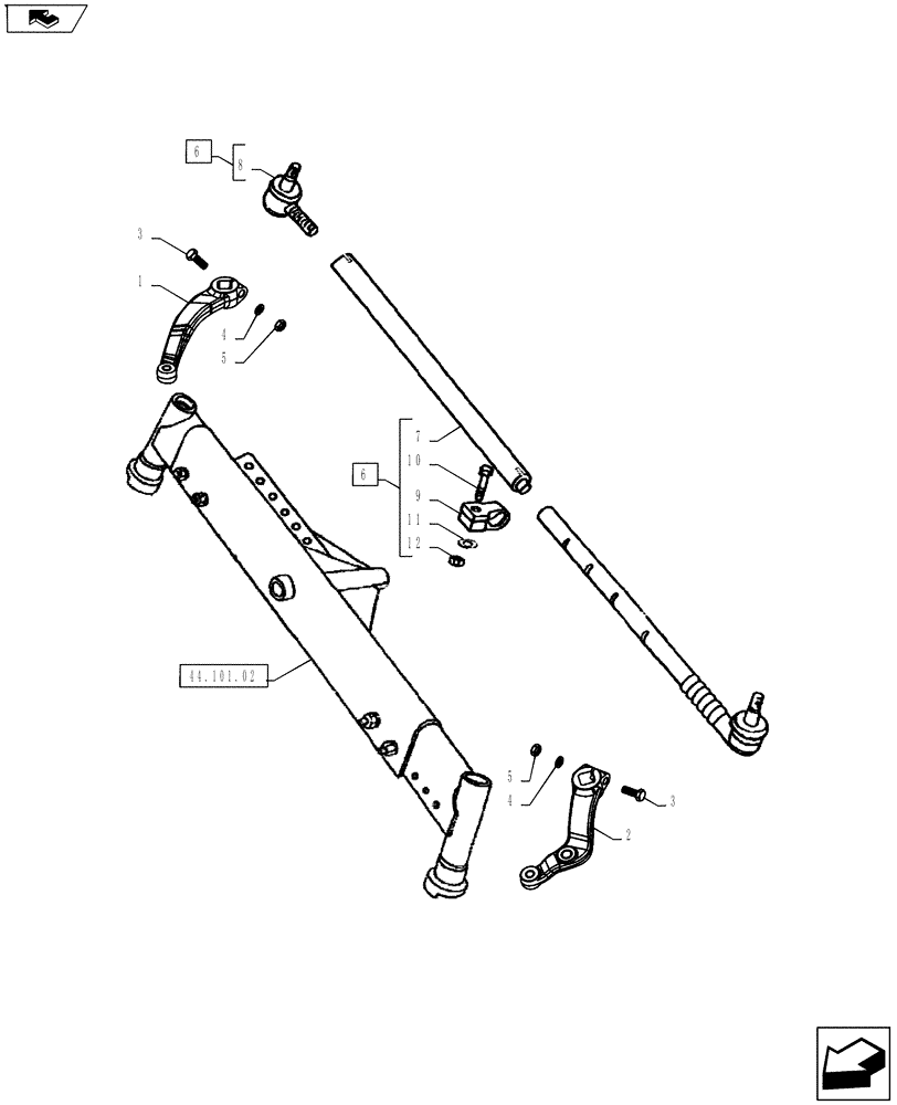 Схема запчастей Case IH FARMALL 65A - (41.106.01) - STEERING TIE-ROD - STEERING ARMS - 2WD (41) - STEERING